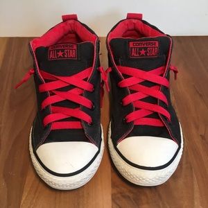 Converse Youth High Top Sneakers Red Black 4